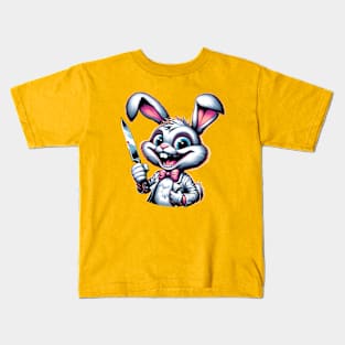 Bunny Holding a Knife Kids T-Shirt